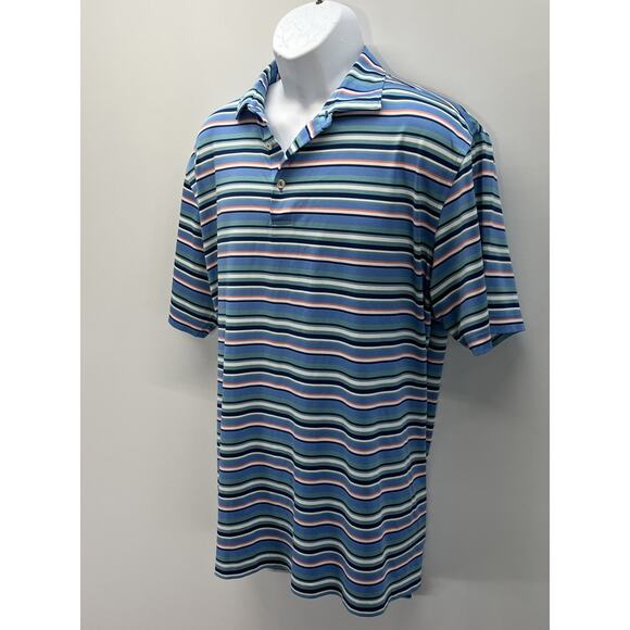 Peter Millar Polo Shirt L Multi Striped Summer Comfort Golf Performance Preppy - Picture 3 of 6